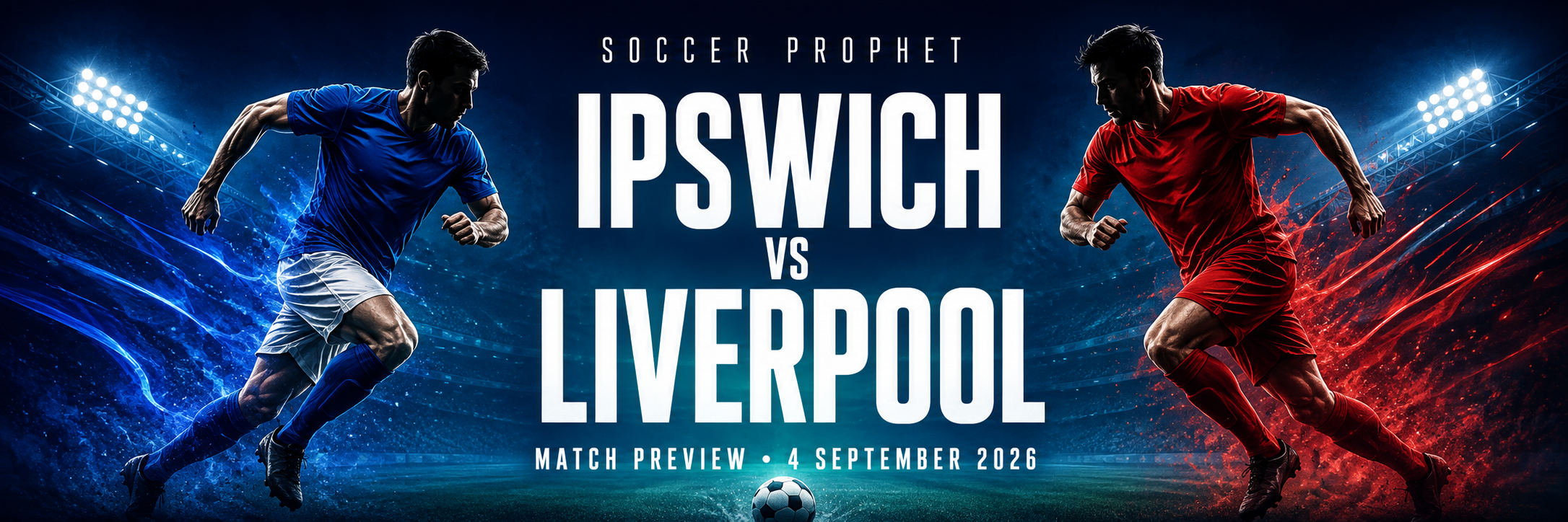 PREDICTIONS Original Soccer Prophet illustration: Ipswich in blue versus Liverpool in red, match preview for 4 September 2026
